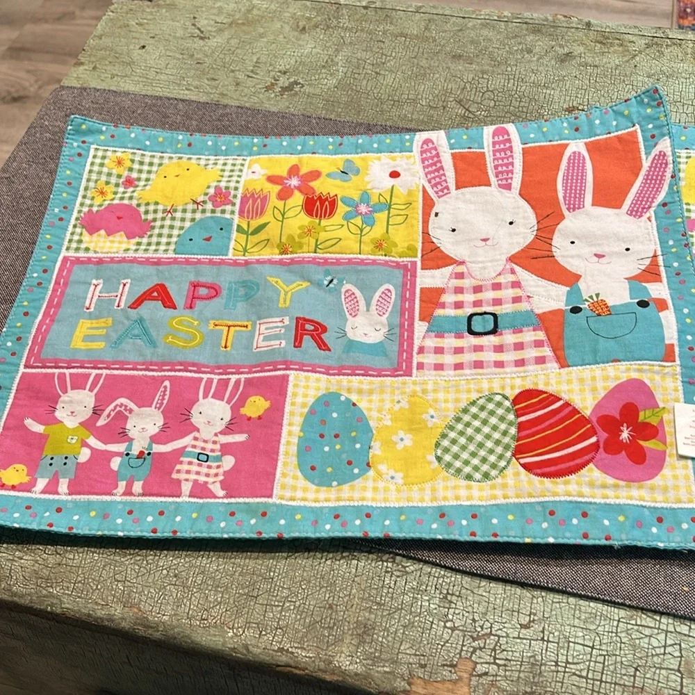 Blossoms & Blooms Colorful Easter Bunny Placemats set of 2